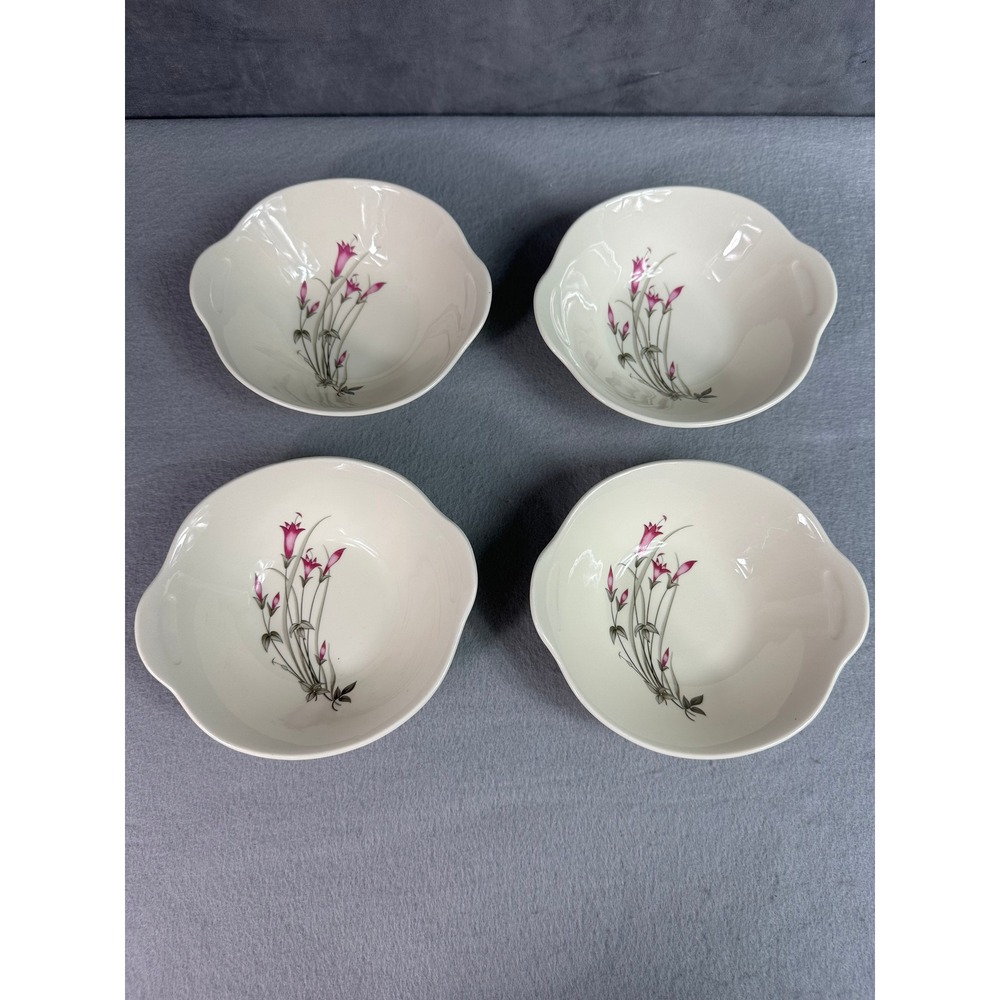 Lot of 4 Crooksville WINDBLOWN 6" Floral Bowls Vintage